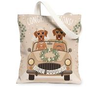 Bolsa de lona Rhodesian Ridgebacks de boda para ir de compras, 13 x 15 pulgadas, divertida bolsa de hombro reutilizable para automóvil, para mujeres, pintura recién casada, decoración de regalo