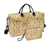 Bolsa de lona roja y dorada con diseño de sorpresa de Navidad, bolsa de viaje para el gimnasio con correa ajustable para viajes, juego de 2 piezas