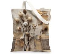 Bolsa de lona rústica, bolsas de compras reutilizables ecológicas, bolsas de fibra neutra natural con correa para el hombro, 13 x 15 pulgadas