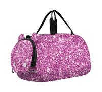 Bolsa de lona suave para niñas, diseño de flores moradas y amarillas, color crema, Brillo rosa brillante, Classic