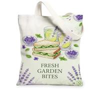 Bolsa de lona tipo sándwich para mujer, color verde limón, lavanda, verano, lavable, reutilizable, pequeña, ideas para familiares, amigos, colegas, lectura, amor, 13 x 15 pulgadas