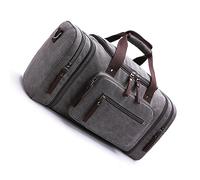 Bolsa de lona unisex, bolsa de lona para fin de semana, bolsa de fin de semana para hombres y mujeres (capacidad de expansión: 58 x 25 x 30 cm) (gris), Black