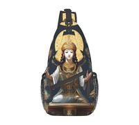 Bolsa de lona unisex con estampado de perro bajo la luna, bolsa cruzada para viajes, senderismo, escalada, correr, ciclismo., Estatua de Dios, Talla única