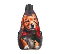 Bolsa de lona unisex con estampado de rayas onduladas verdes, bolsa cruzada para viajes, senderismo, escalada, correr, ciclismo., Perro parecido a un caballero, Talla única