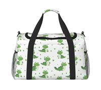 Bolsa de lona verde con estampado de cocodrilo para viajes, bolsa de viaje para llevar en fin de semana durante la noche, bolsas de gimnasio para mujeres y hombres, bolsa de viaje de artículos