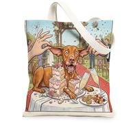 Bolsa de lona Vizsla con diseño de perro para compras, 13 x 15 pulgadas, extraño al aire libre, reutilizable, con estampado de pastel de matrimonio, para mujeres, parejas, amor, pintura estética