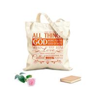 Bolsa de lona Y sabemos que a quienes lo aman, todas las cosas les ayudan a bien, a quienes han sido llamados conforme a su propósito. Romanos 8:28 Tela de 340g/m² de grosor Bolsa para dibujar
