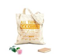 Bolsa de lona Y sabemos que a quienes lo aman, todas las cosas les ayudan a bien, a quienes han sido llamados conforme a su propósito. Romanos 8:28 Tela de 340g/m² de grosor Bolsa para dibujar