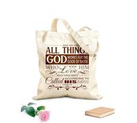 Bolsa de lona Y sabemos que a quienes lo aman, todas las cosas les ayudan a bien, a quienes han sido llamados conforme a su propósito. Romanos 8:28 Tela de 340g/m² de grosor Bolsa para dibujar