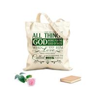 Bolsa de lona Y sabemos que a quienes lo aman, todas las cosas les ayudan a bien, a quienes han sido llamados conforme a su propósito. Romanos 8:28 Tela de 340g/m² de grosor Bolsa para dibujar