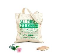 Bolsa de lona Y sabemos que a quienes lo aman, todas las cosas les ayudan a bien, a quienes han sido llamados conforme a su propósito. Romanos 8:28 Tela de 340g/m² de grosor Bolsa para dibujar