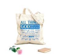 Bolsa de lona Y sabemos que a quienes lo aman, todas las cosas les ayudan a bien, a quienes han sido llamados conforme a su propósito. Romanos 8:28 Tela de 340g/m² de grosor Bolsa para dibujar