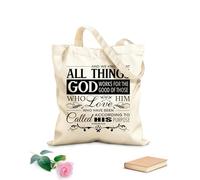 Bolsa de lona Y sabemos que a quienes lo aman, todas las cosas les ayudan a bien, a quienes han sido llamados conforme a su propósito. Romanos 8:28 Tela de 340g/m² de grosor Bolsa para dibujar