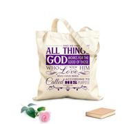 Bolsa de lona Y sabemos que a quienes lo aman, todas las cosas les ayudan a bien, a quienes han sido llamados conforme a su propósito. Romanos 8:28 Tela de 340g/m² de grosor Bolsa para dibujar