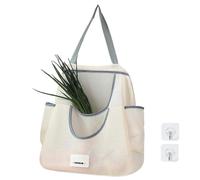 Bolsa de malla, bolsa de malla, bolsa de almacenamiento para frutas y | Bolsas de malla reutilizables colgantes para frutas y bolsas de almacenamiento multifuncionales para la cocina, Gris Doble, ver