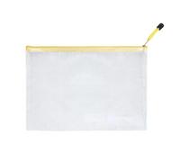 Bolsa de malla con cremallera de plástico impermeable para documentos, multiusos, para almacenamiento de viajes, oficina, electrodomésticos, bolsas de organización del hogar (amarillo, B6 (19 x 14 cm)