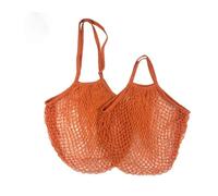 Bolsa de malla de algodón plegable de mano, bolsa de malla de frutas reutilizable, bolsillo de malla tejida ahuecado para almacenamiento de cocina (naranja, L-25 x 35 x 35 pulgadas)