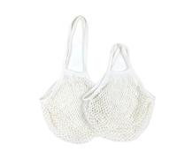 Bolsa de malla de algodón plegable de mano, bolsa de malla de frutas reutilizable, bolsillo de malla tejida ahuecado para almacenamiento de cocina (blanco, M-10 x 35 x 35 pulgadas)