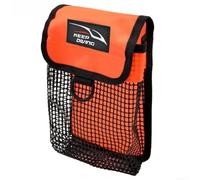 Bolsa de malla de buceo con cierre de cinta de bucle, broche de perno y anillo en D para transportar carretes y boyas de marcador de seguridad SMB (naranja)