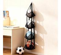 Bolsa de malla para almacenamiento de bolas, 4 capas, sin taladro, para montar en la pared, juguete deportivo