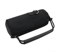 Bolsa de malla para altavoz, 18,3 x 7,2 cm, bolsa de almacenamiento portátil para JBL Flip7, diseño de malla transparente con cierre de cordón (negro sin tirantes)