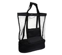 Bolsa de Malla para Playa Ligera, , Compartimento | Nylon y Malla, Estilo Sencillo y Elegante, para Bañistas y Nadadores, Negro, Organiza Chanclas y Toallas Mojadas