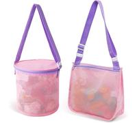Bolsa de malla playa, 2 Piezas Bolsa Playa Juguetes, Bolsa de Malla para Conchas, Bolsa de Juguetes Playa Niños, Bolsa Playa Arena, Bolsa Plegable de Malla de Playa, Para Playa Natación Piscina