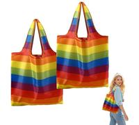 Bolsa de mano arcoíris - Bolsa grande y duradera de tela Oxford, plegable y ecológica, para hombres y mujeres - 2 unidades, tamaño 46x41x25 cm