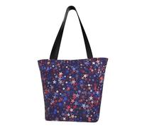 Bolsa de mano con estampado americano de estrellas rojas y azules para mujer, reutilizable, grande, bolsa de hombro para mujer, gran capacidad, bolsa de compras para oficina, compras, viajes