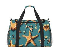Bolsa de mano con estampado de estrellas de mar para la playa, para debajo del asiento, bolsa de viaje, gimnasio, bolsa de deporte, Negro -, Talla única