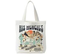 Bolsa de mano cristiana retro bohemia, regalos cristianos para mujeres, regalos basados en la fe, His Mercies Are New Every Morning Christian Canvas Bags para mujeres, regalos de versículos bíblicos,