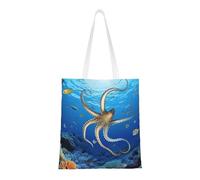 Bolsa de mano de biología marina para mujer, bolsas de hombro de lona con bolsillos, bolsa de compras lindas bolsas de comestibles reutilizables