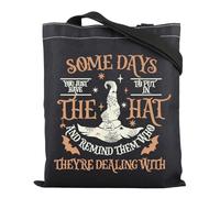 Bolsa de mano de bruja con texto en inglés "Some Days I Just Have To Put On The Hat", bolsa de compras reutilizable para Halloween, Bolsa para sombrero, 35*40cm