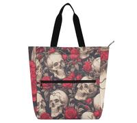 Bolsa de mano de calavera humana, estilo gótico, para niños, estudiantes, adultos, gótico, resistente al agua, bolsa de comestibles, bolsa de comestibles, para escuela, compras, viajes, escuela