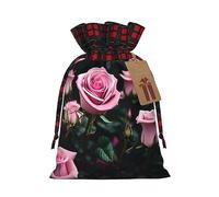 Bolsa de mano de material duradero con estampado de rosas rojas, 11,9 x 17,5 cm, con cordón para regalo elegante de Halloween