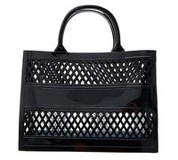 Bolsa de mano de PVC de gran capacidad, bolsa de playa de silicona de goma, bolsa de mano transparente, Black, Talla única