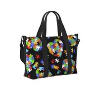 Bolsa de mano de viaje con diseño de corazón para concienciación sobre el autismo, para mujeres y hombres, ligera, plegable, para viajes de fin de semana, gimnasio, vacaciones
