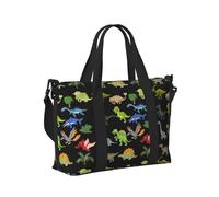 Bolsa de mano de viaje con estampado de dibujos animados de dinosaurios para mujeres y hombres, para gimnasio, fin de semana, vacaciones, playa, vacaciones, uso diario