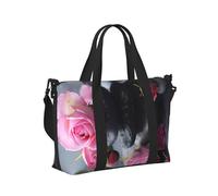 Bolsa de mano de viaje con estampado de piedras y rosas para spa para mujeres y hombres, para gimnasio, fin de semana, vacaciones, playa, vacaciones, uso diario