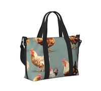 Bolsa de mano de viaje con estampado de pollo para mujeres y hombres, ligera, plegable, para viajes de fin de semana, gimnasio, vacaciones
