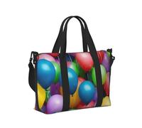 Bolsa de mano de viaje con globos coloridos con estampado de cielo azul para mujeres y hombres, ligera, plegable, para viajes de fin de semana, gimnasio, vacaciones