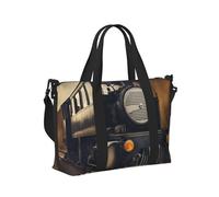 Bolsa de mano de viaje ligera y plegable con estampado de locomotora para mujeres y hombres, para acampadas, uso diario, actividades al aire libre