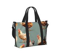 Bolsa de mano de viaje ligera y plegable con estampado de pollo para viajes de fin de semana, vacaciones, avión