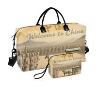 Bolsa de mano de viaje para fin de semana con artículos de aseo para deportes, impermeable, bienvenido a la cultura de paisaje de China