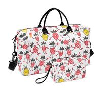 Bolsa de mano decorativa de viaje con diseño de fresa roja sobre blanca, bolsa de entrenamiento deportiva con bolsa de aseo para avión, multifuncional, para mujer