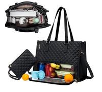 Bolsa de mano del almuerzo - Combo de bolsas Lnch de 15.6 pulgadas, aislamiento a prueba de fugas | Totte de gran capacidad, bolsa de compartimento Lunnch con billetera para la oficina de negocios de