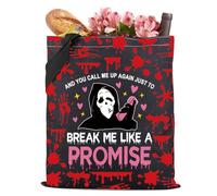 Bolsa de mano inspirada en la película de terror, regalo de cara de fantasma, bolsa reutilizable para amantes de la película de terror, And You Call Me Up 3t, large