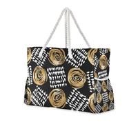 Bolsa de mano negra y blanca a prueba de arena para el trabajo, con bolsillos laterales, para fin de semana, viajes, con portavasos en el lateral