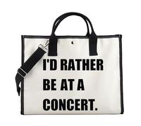 Bolsa de mano para conciertos de música, con texto en inglés "I'd Rather Be At A Concert", regalo para amantes de los conciertos de música, Bolsa para estar en un concierto, cm