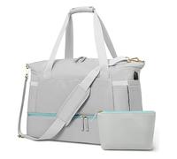 Bolsa de mano para enfermeras, gimnasio, para mujer, bolsa de viaje deportiva de 37 litros con puerto de carga USB, bolsa de noche para hombres, gris, Talla única